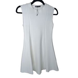 Zara White Mock Neck Skater Dress